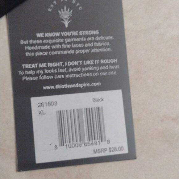 NWT Thistle and Spire Eyelash Mirage Lace Mesh Thong Black size XL - Picture 3 of 10